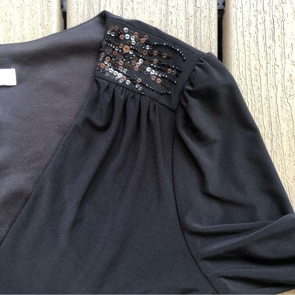 Evan Picone Black V Neck Long Sleeve Formal Dress Size 14 - Picture 7 of 9